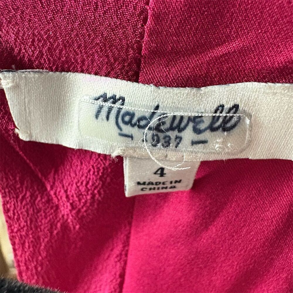 Madewell Women's Silk Cami Dress Size 4 Magenta Sleeveless Summer Casual - Picture 5 of 6